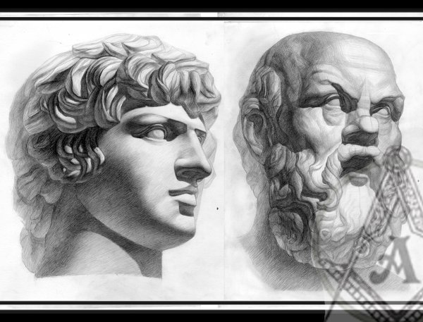 Гипсовая голова Платона обрубовка