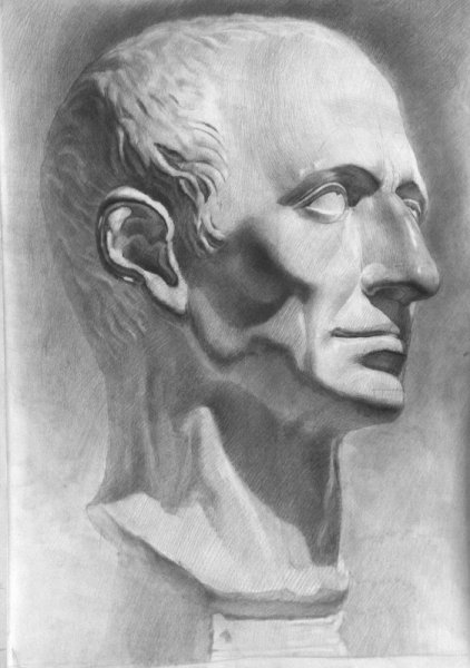 Архитектурный рисунок гипсовой головы Осмоловская