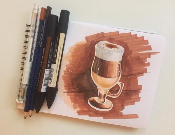 Скетчинг маркерами кофе