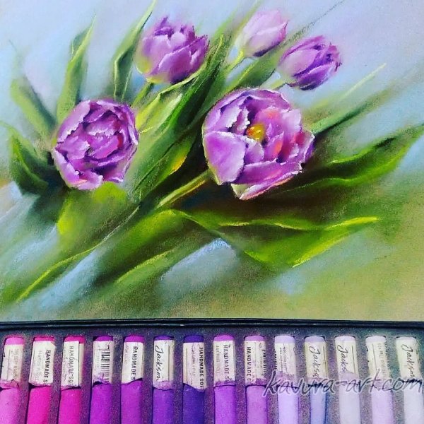 Цветы пастелью сухой