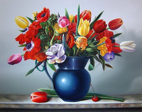 Натюрморт ваза с цветами