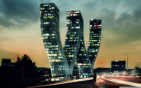 Здание в форме буквы w в Праге