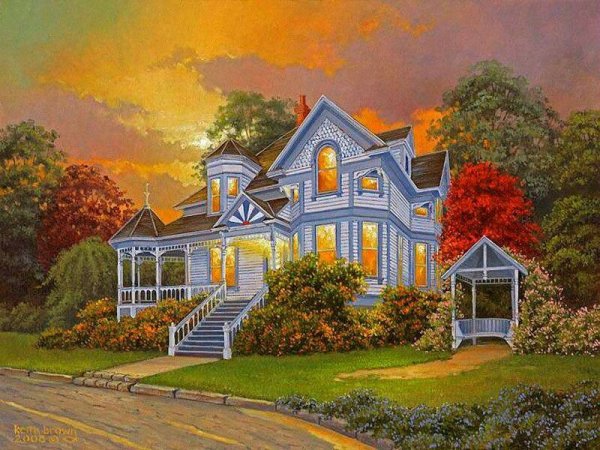 Картина коттедж