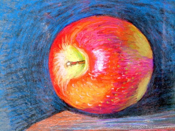 Яблоко масляной пастелью