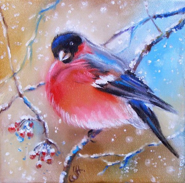 Птицы гуашью