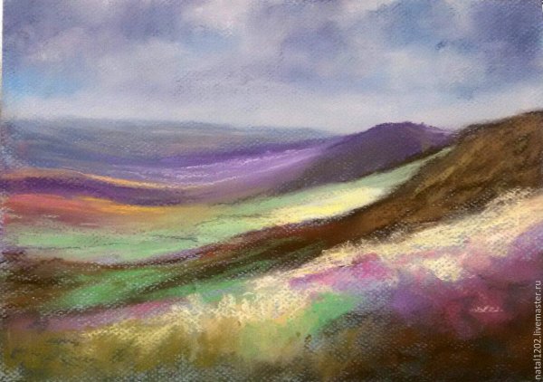 Пейзаж пастелью сухой