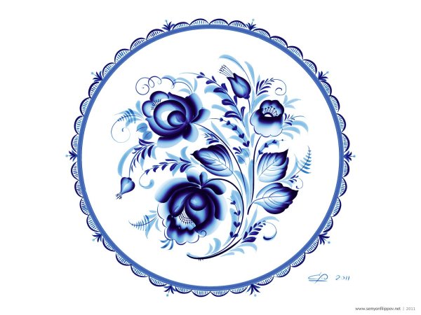 Гжель орнаментальная роспись