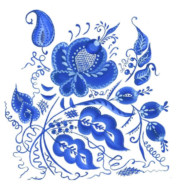 Орнаментная роспись Гжель