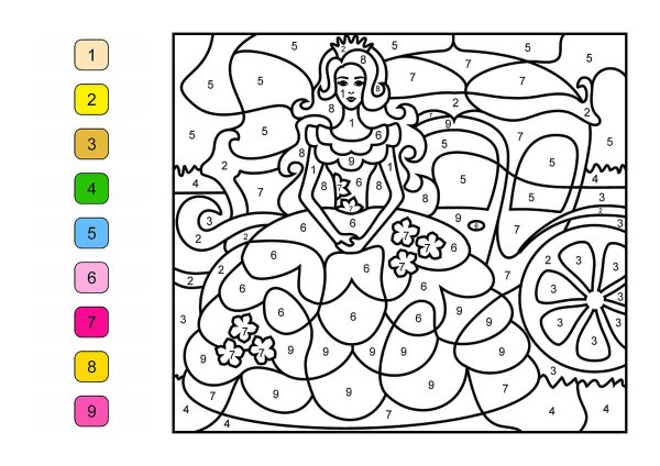 Раскраска потномерам длялетей