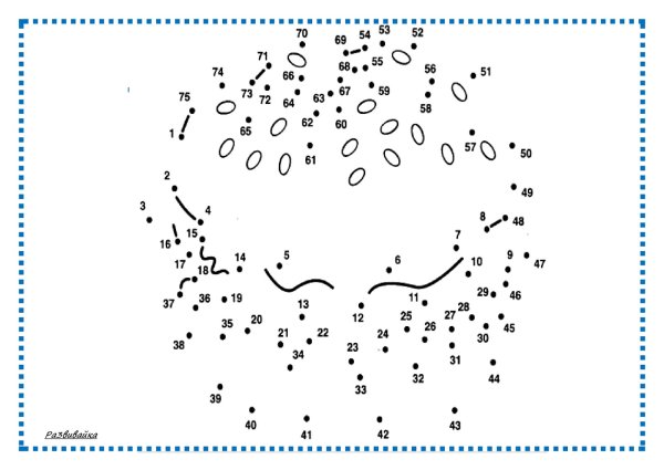 По точкам с цифрами до 100