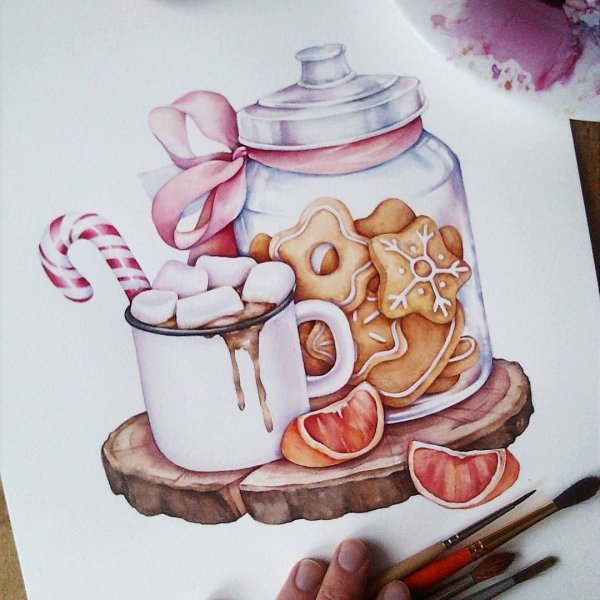 Выпечка акварелью