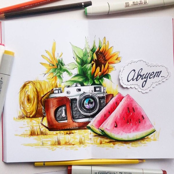 Рисование акварелью скетчинг