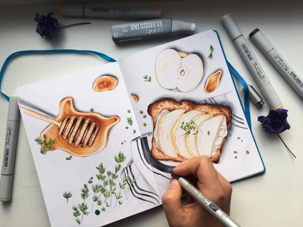 Открытки маркерами для скетчинга