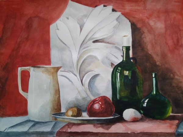 Натюрморт с гипсовой розеткой