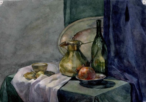 Учебный натюрморт акварелью