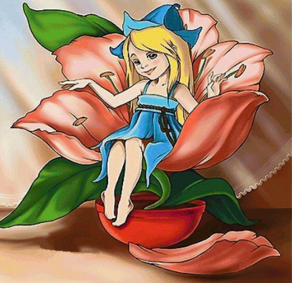 Дюймовочка на прозрачном фоне