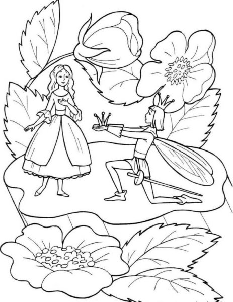 Раскраска Дюймовочка с крыльями