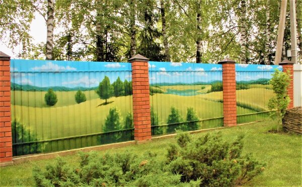 Декорация забора из профнастила