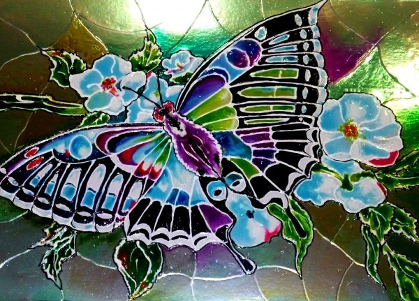 Роспись по стеклу витражными красками