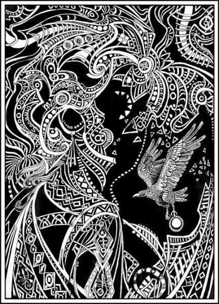 Пейзаж тушью и пером