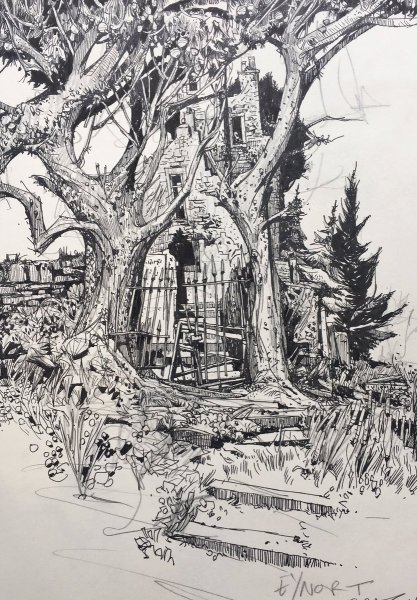 Наброски тушью и пером