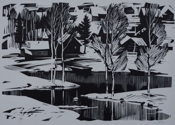 Графический пейзаж тушью