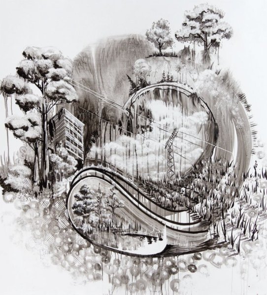 Деревья тушью