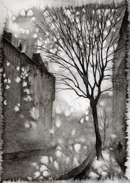 Стилизованный портрет тушью