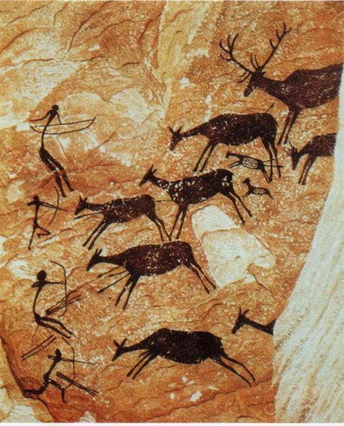 «Сражающиеся лучники». Наскальная живопись. Неолит. Испания.