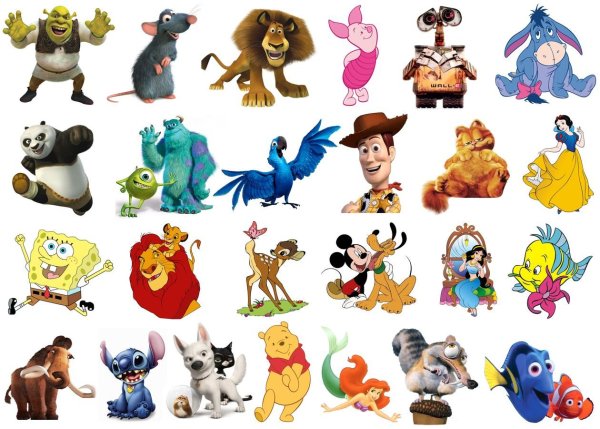 Персонажи зарубежных мультфильмов