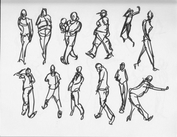 Зарисовки людей в движении