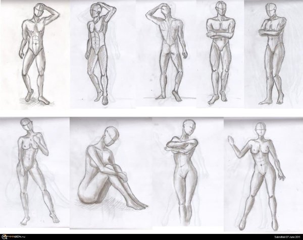 Зарисовки людей в разных позах