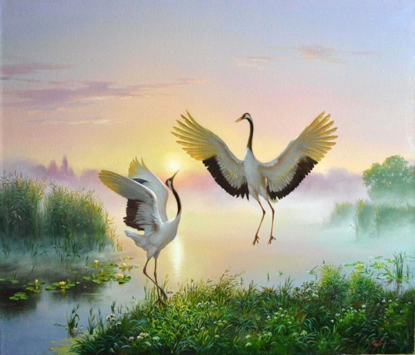 Живопись Аисты