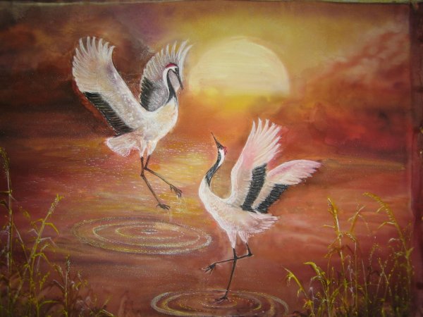 Даурский журавль живопись