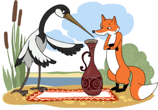Иллюстрация к сказке лиса и журавль