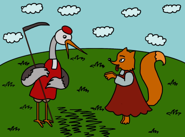 Сказки "лиса и журавль"