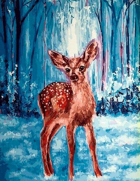 Олень пастелью