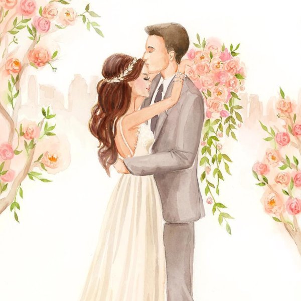 Жених и невеста иллюстрация