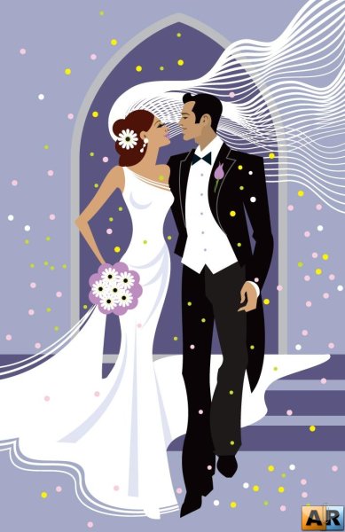 Жених и невеста иллюстрация