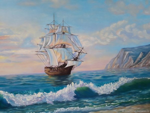 Морской пейзаж с кораблем