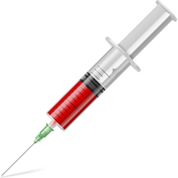 Шприц и скальпель на белом фоне