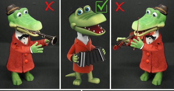 Крокодил Гена играет на гармошке