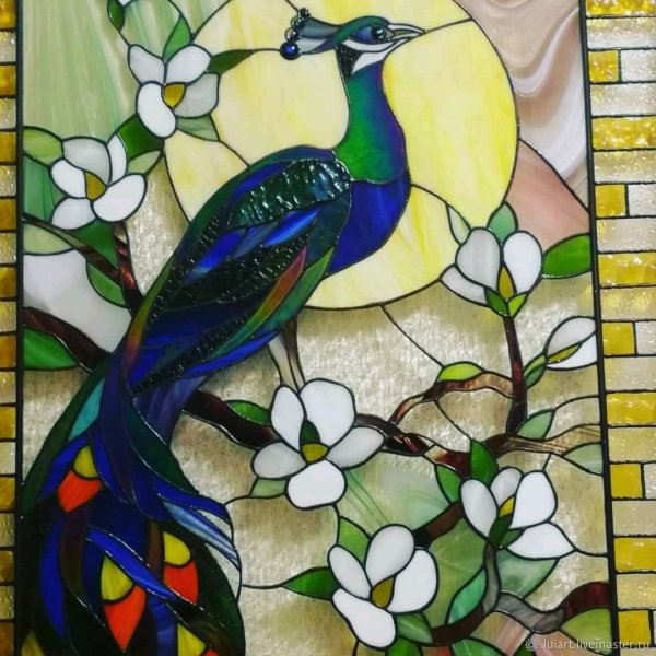Витраж Тиффани Павлин