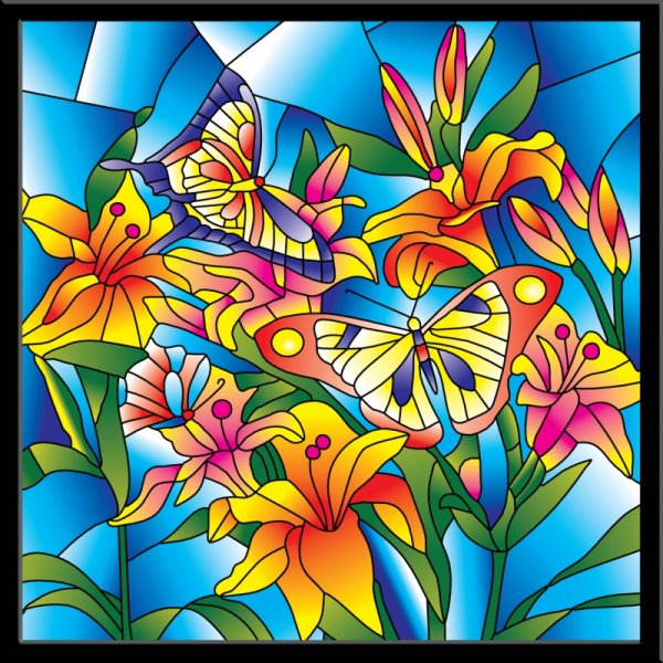 Витраж цветы