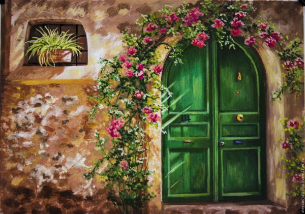 Картина с зеленой дверью