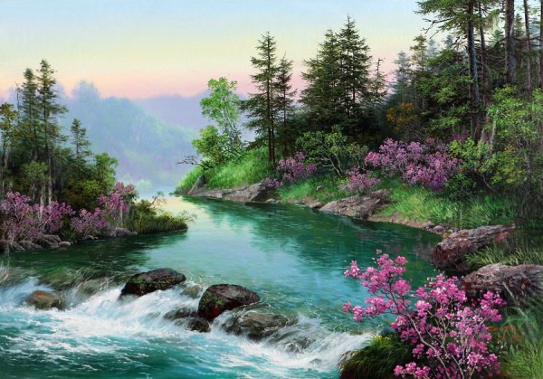 Корейский художник Kang Jung ho (강정호). Пейзажи.