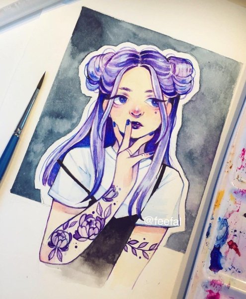 Рисунки для скетчбука в стиле девушки