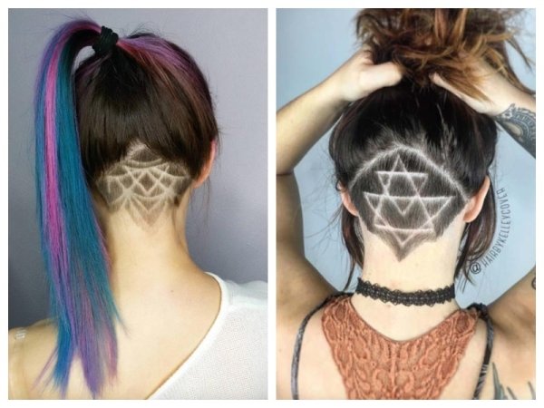 Бритый затылок у девушек