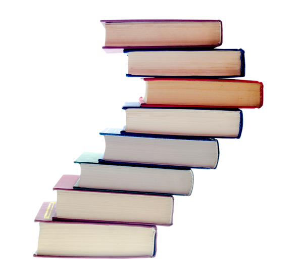 Стопка книг в библиотеке