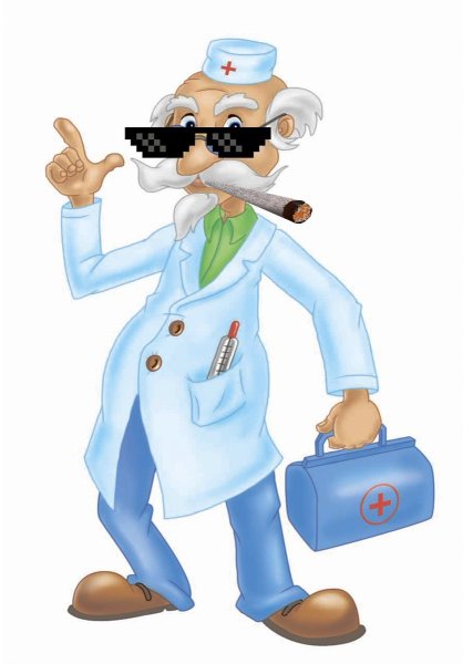 Доктор Айболит на белом фоне